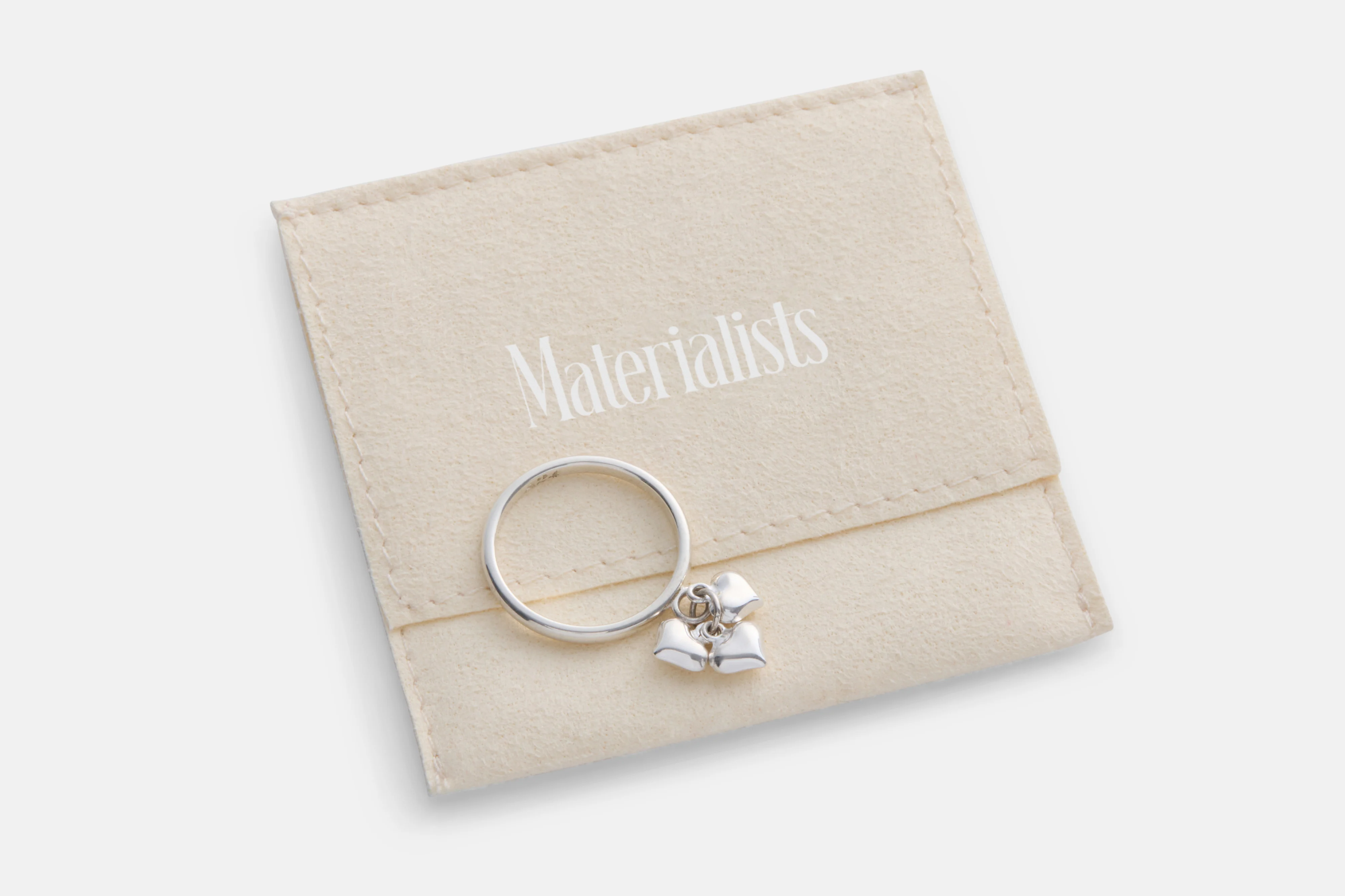 Materialists Silver Hearts Charm Ring - Image 3