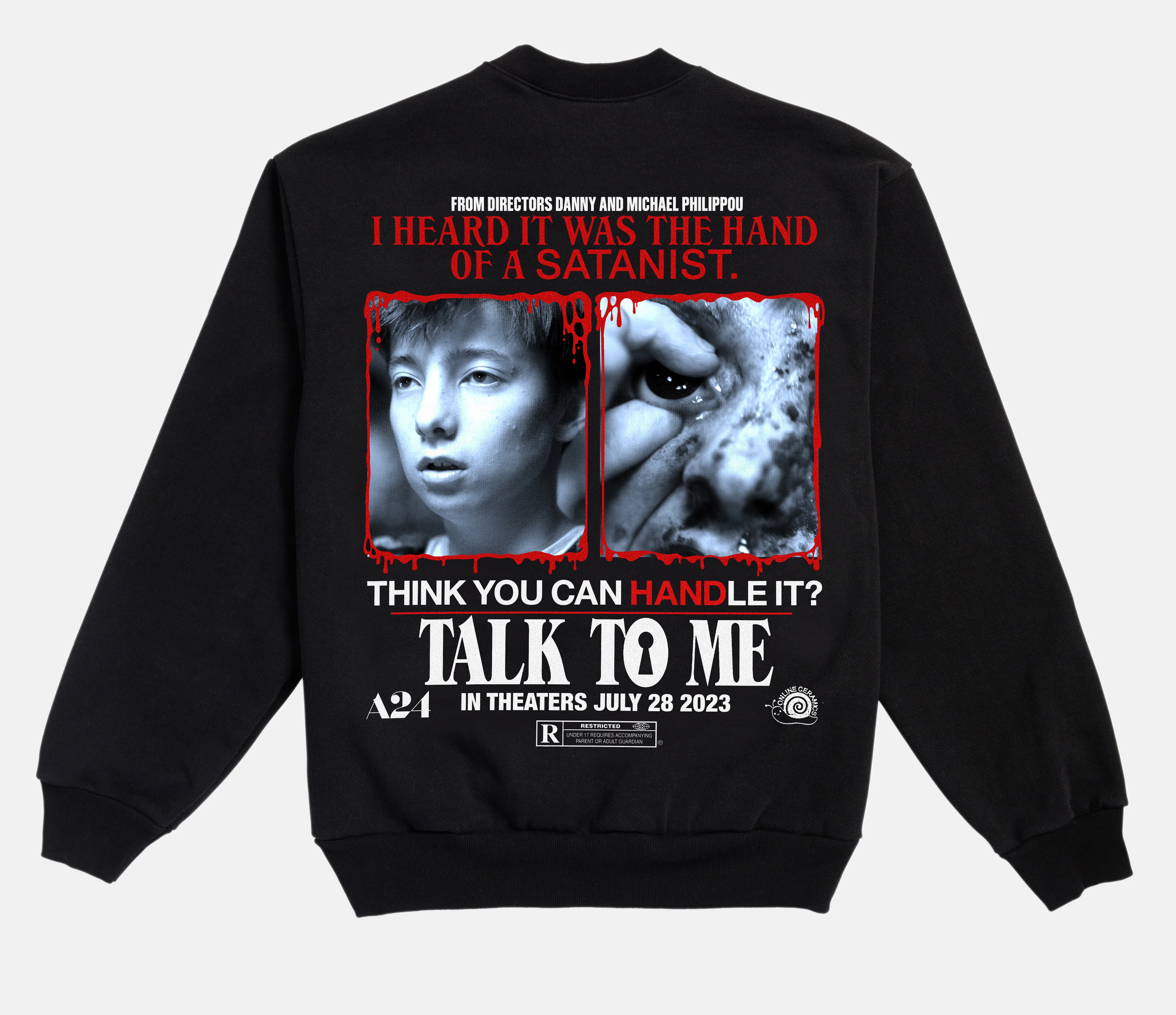 Online Ceramics x Talk To Me Hand Of A Satanist Crewneck - Image 2